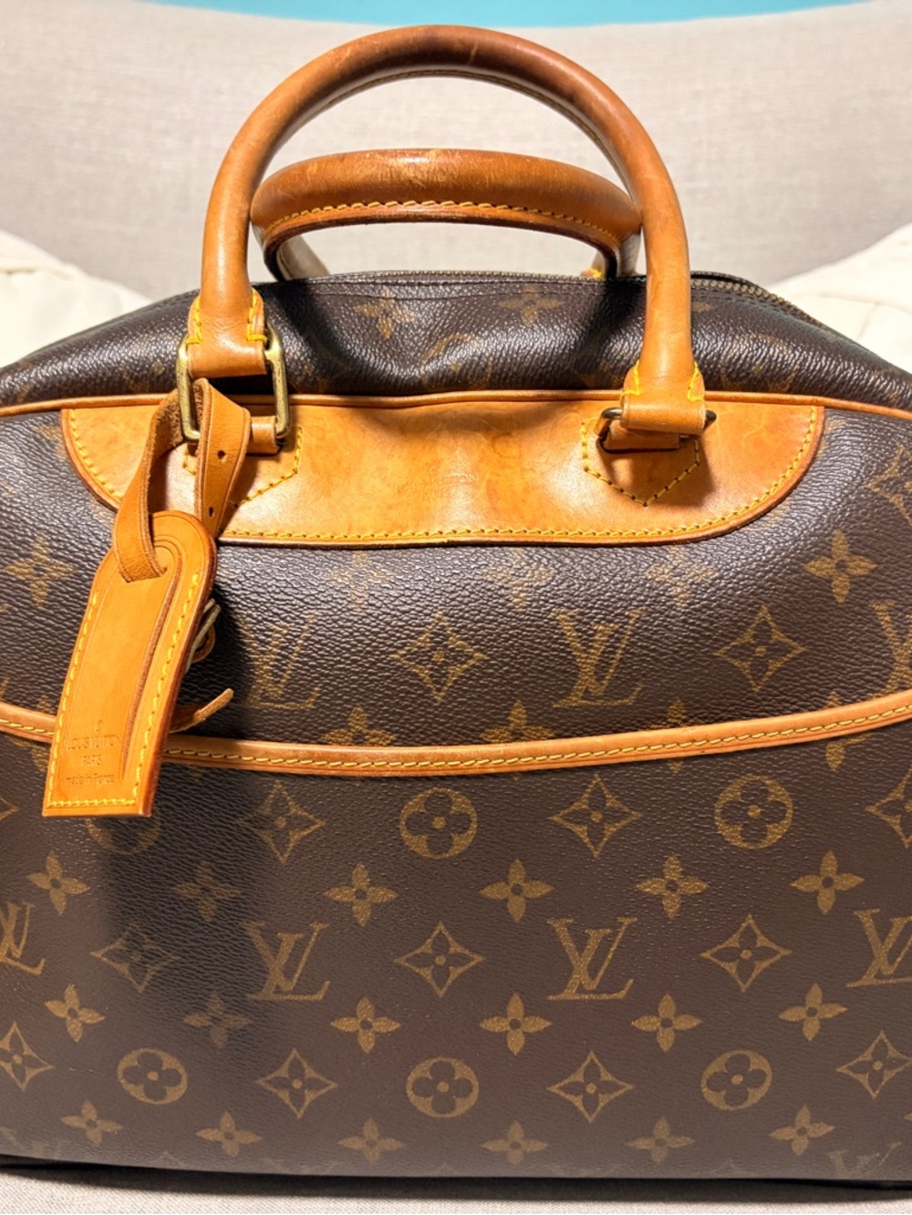 Louis Vuitton Brown Monogram Canvas Deauville with Tan Leather Trim